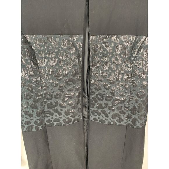 Calvin Klein Womens Black & Shimmering Leopard Print Long Jacket Size 4 - Picture 3 of 7